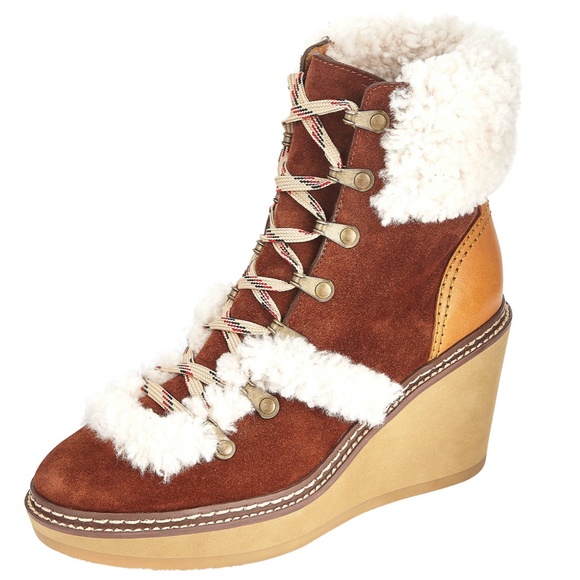 See by Chloé Martinica Shearling Wedge Boot 5.5 - Picture 10 of 15